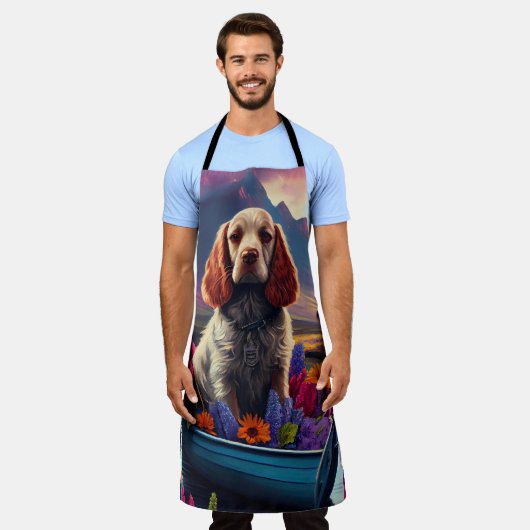 Cocker Spaniel auf einem Paddle: Ein Landschaftlic Schürze (Getragen)