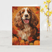 Cocker Spaniel Autumn Erntedank Karte (Gelbe Blume)