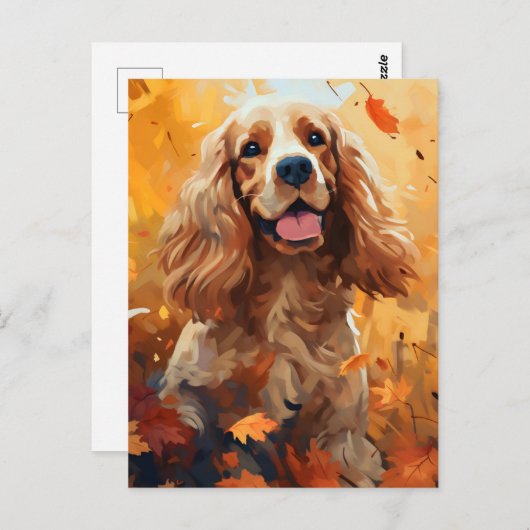 Cocker Spaniel Autumn Erntedank Postkarte (Vorne/Hinten)