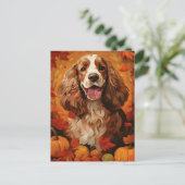 Cocker Spaniel Autumn Erntedank Postkarte (Stehend Vorderseite)
