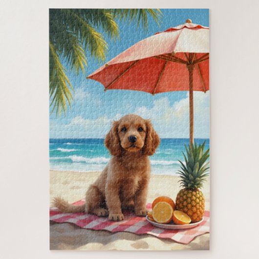 Cocker Spaniel Beach Relax Scene Puzzle (Vertikal)