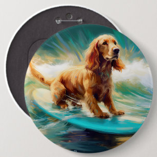 Cocker Spaniel Beach Surfmalerei Button