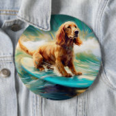 Cocker Spaniel Beach Surfmalerei Button (Beispiel)