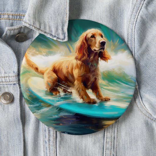 Cocker Spaniel Beach Surfmalerei Button (Beispiel)