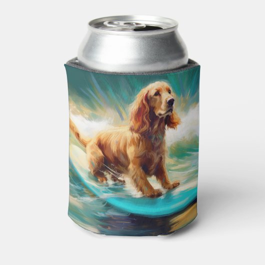 Cocker Spaniel Beach Surfmalerei Dosenkühler (Kanne Rückseite)