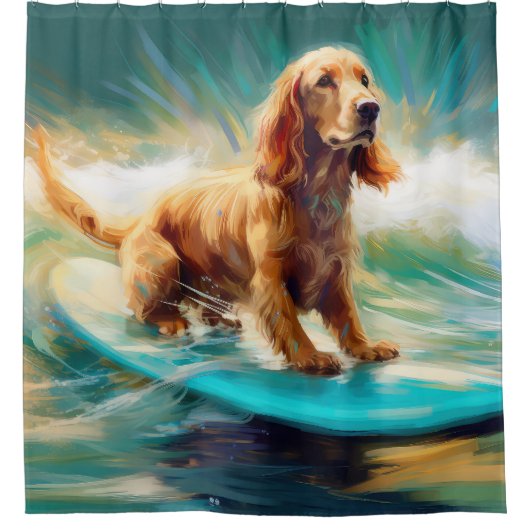 Cocker Spaniel Beach Surfmalerei Duschvorhang (Vorderseite)
