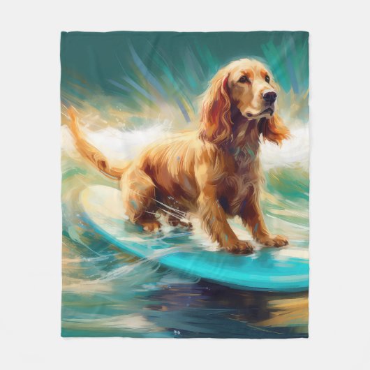 Cocker Spaniel Beach Surfmalerei Fleecedecke (Vorderseite)