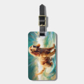 Cocker Spaniel Beach Surfmalerei Gepäckanhänger (Vorderseite vertikal)