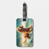 Cocker Spaniel Beach Surfmalerei Gepäckanhänger (Rückseite vertikal)