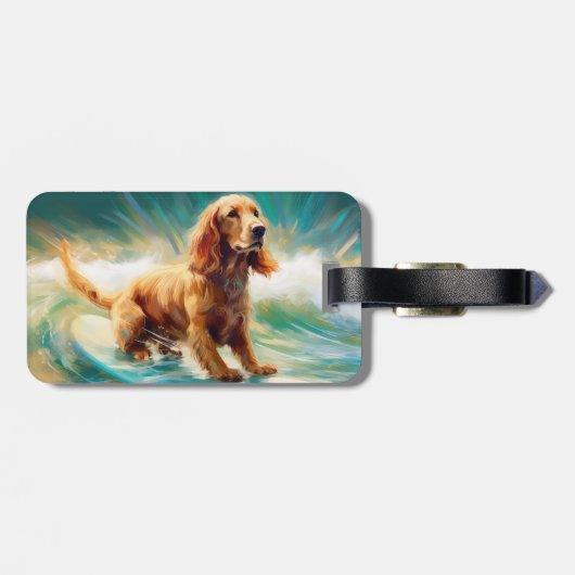 Cocker Spaniel Beach Surfmalerei Gepäckanhänger (Rückseite horizontal)