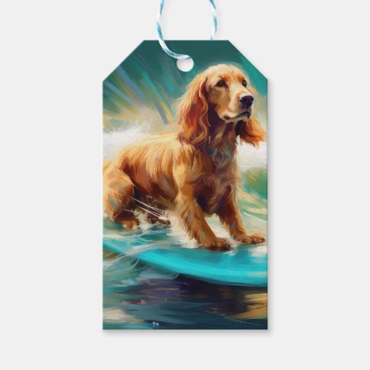 Cocker Spaniel Beach Surfmalerei Geschenkanhänger (Vorderseite)