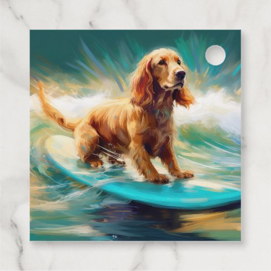 Cocker Spaniel Beach Surfmalerei Geschenkanhänger (Rückseite)