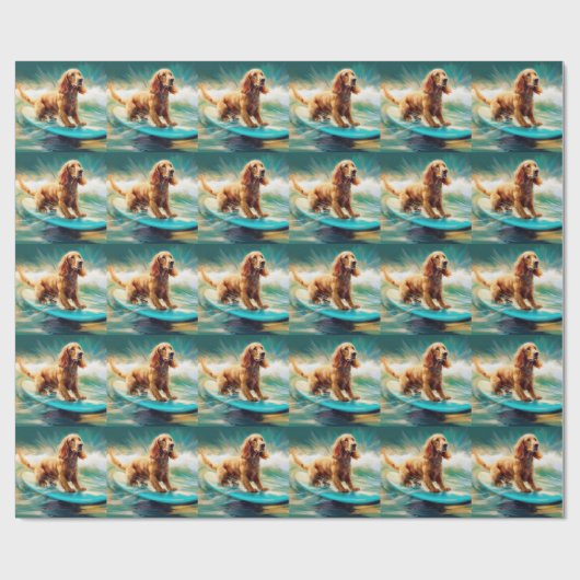 Cocker Spaniel Beach Surfmalerei Geschenkpapier (Flach)