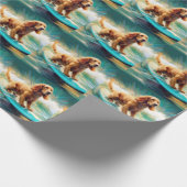 Cocker Spaniel Beach Surfmalerei Geschenkpapier (Ecke)