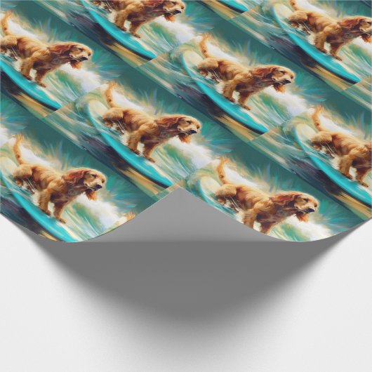 Cocker Spaniel Beach Surfmalerei Geschenkpapier (Ecke)
