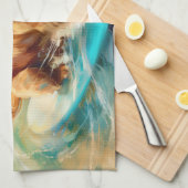 Cocker Spaniel Beach Surfmalerei Geschirrtuch (Viertel Falte)