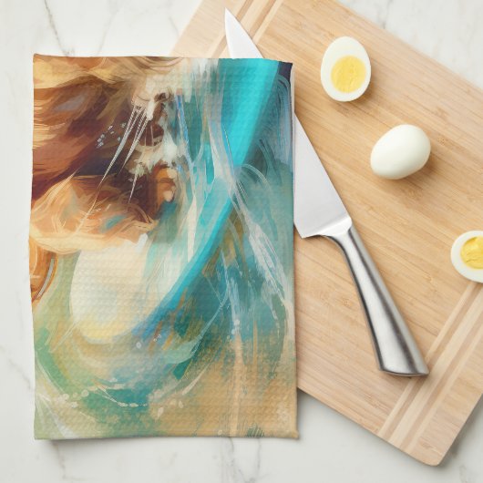 Cocker Spaniel Beach Surfmalerei Geschirrtuch (Viertel Falte)