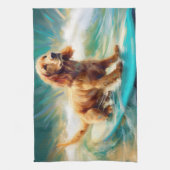 Cocker Spaniel Beach Surfmalerei Geschirrtuch (Vertikal)