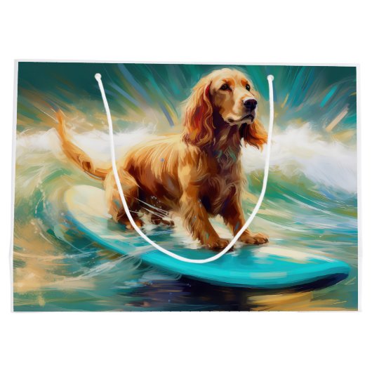 Cocker Spaniel Beach Surfmalerei Große Geschenktüte (Rückseite)