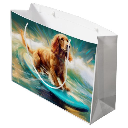 Cocker Spaniel Beach Surfmalerei Große Geschenktüte (Rückseite Schrägansicht)