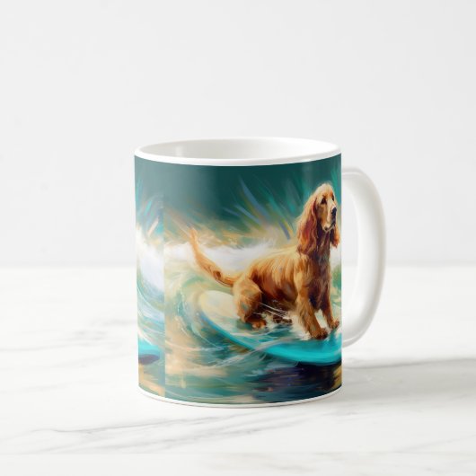 Cocker Spaniel Beach Surfmalerei Kaffeetasse (VorderseiteRechts)