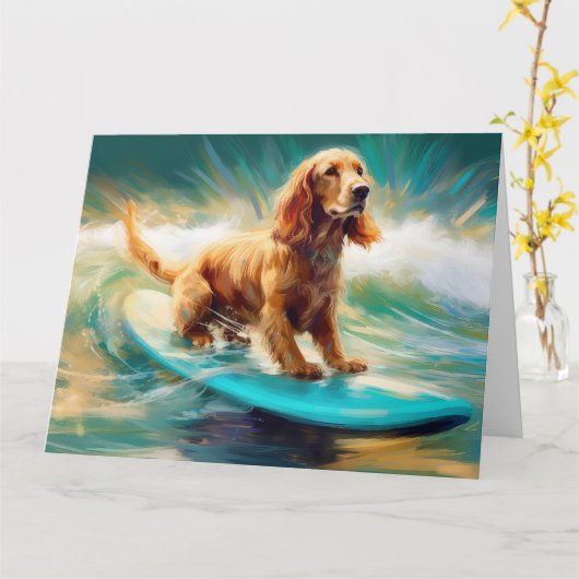 Cocker Spaniel Beach Surfmalerei Karte (Gelbe Blume)