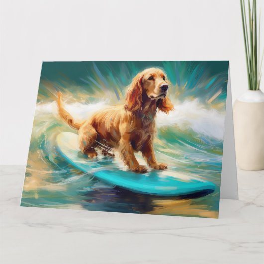 Cocker Spaniel Beach Surfmalerei Karte (Vorderseite)