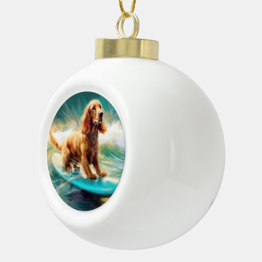 Cocker Spaniel Beach Surfmalerei Keramik Kugel-Ornament (Rechts)
