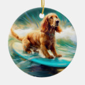 Cocker Spaniel Beach Surfmalerei Keramik Ornament (Vorne)