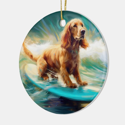 Cocker Spaniel Beach Surfmalerei Keramik Ornament (Links)