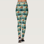 Cocker Spaniel Beach Surfmalerei Leggings (Rückseite)