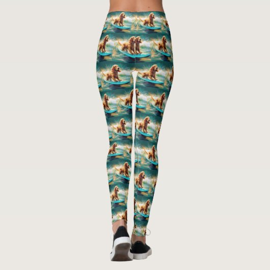Cocker Spaniel Beach Surfmalerei Leggings (Rückseite)