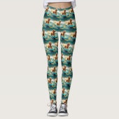 Cocker Spaniel Beach Surfmalerei Leggings (Vorderseite)