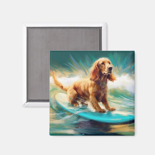 Cocker Spaniel Beach Surfmalerei Magnet (Vorderseite/Rückseite)