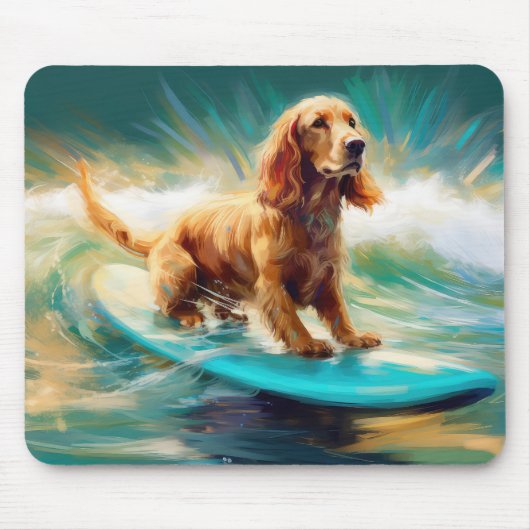 Cocker Spaniel Beach Surfmalerei Mousepad (Vorne)