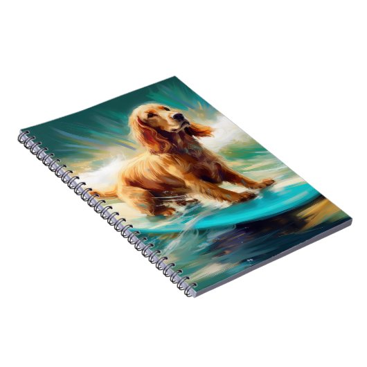 Cocker Spaniel Beach Surfmalerei Notizblock (Rechte Seite)