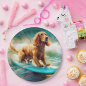 Cocker Spaniel Beach Surfmalerei Pappteller (Party)