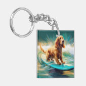 Cocker Spaniel Beach Surfmalerei Schlüsselanhänger (Vorderseite links)