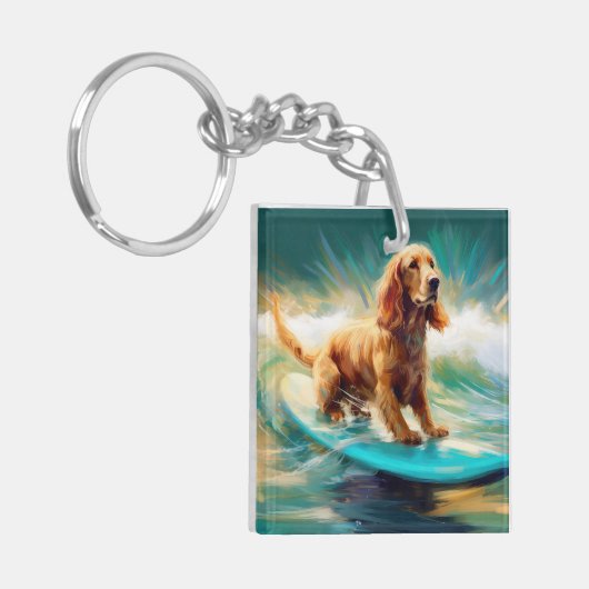 Cocker Spaniel Beach Surfmalerei Schlüsselanhänger (Vorderseite links)