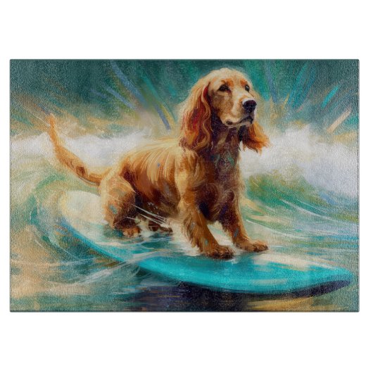 Cocker Spaniel Beach Surfmalerei Schneidebrett (Vorderseite)