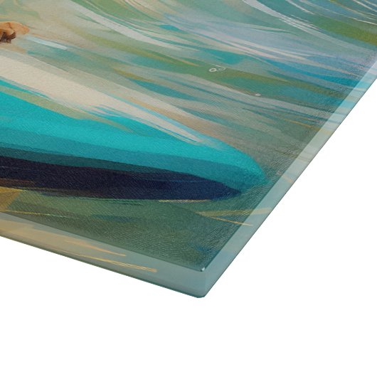 Cocker Spaniel Beach Surfmalerei Schneidebrett (Ecke)