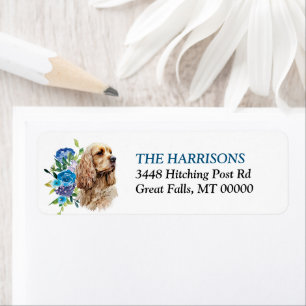 Cocker Spaniel Blaue Blumige Rücksendeadresse