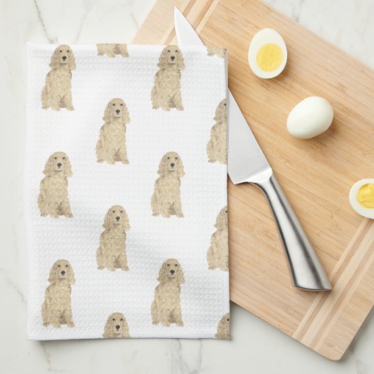 Cocker Spaniel (Blonde Tan Golden) Geschirrtuch (Viertel Falte)