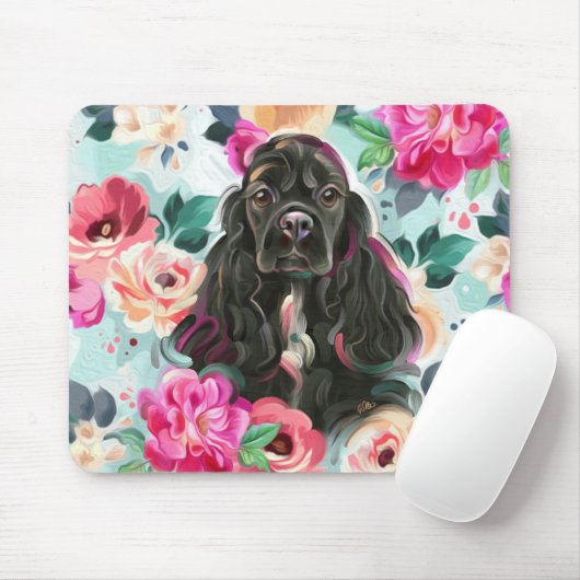 Cocker spaniel Blumenmaus Mousepad (Mit Mouse)