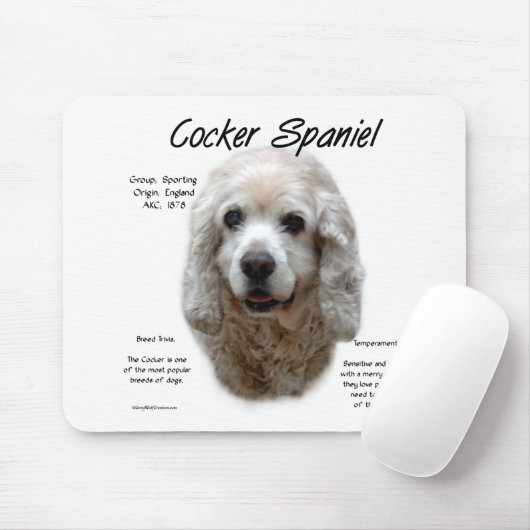 Cocker Spaniel (buff) History Design Mousepad (Mit Mouse)