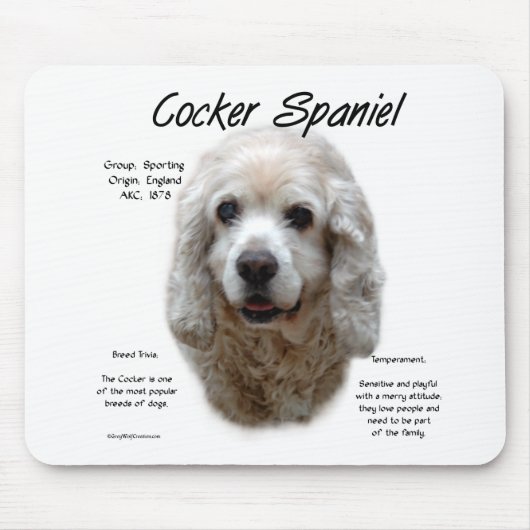 Cocker Spaniel (buff) History Design Mousepad (Vorne)