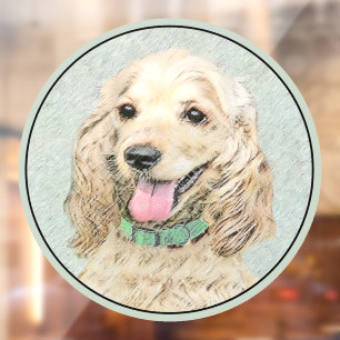 Cocker Spaniel Buff Malerei - Originale Hunde Kuns Fensteraufkleber
