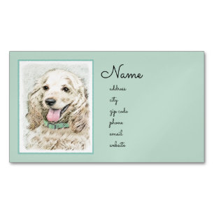 Cocker Spaniel Buff Malerei - Originale Hunde Kuns Magnetische Visitenkarte