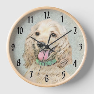 Cocker Spaniel Buff Malerei - Originale Hunde Kuns Uhr