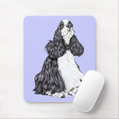 Cocker Spaniel BW Parti Mousepad (Mit Mouse)
